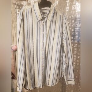 GAP Men's Striped Button Down Shirt - Blue, White, Cream